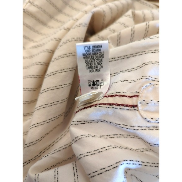 Vtg Lucky Brand Shirt Men L Embroidered Back Long Sleeve Hipster Cool Guy Hippy - Picture 8 of 12